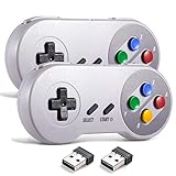 miadore Wireless USB Controller für SNES Emulator, 2 Pack 2.4G USB Gamepad Joystick SNES Game Controller für Windows PC Mac und Retrop