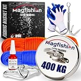 Magfishion - Mega Magnetfischen Set – 400 kg - Ø90mm - Neodym Magnet Mit 2 Seilen – Perfekt zum Magnet Fischen - Ösenmagnet - Magnetang