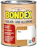 Bondex Isolier- und Allgrund Weiß 0,75 L für 6 m² | Schutz vor Verfärbungen | Haftvermittler für schwierige Untergründe | Blocker gegen Holzinhaltsstoffe | Matt | Grundierung | Holzgrundierung
