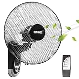 Duronic FN55 BK Wandventilator 60W | Durchmesser 40 cm | Ventilator mit Timer und Fernbedienung | 3 Geschwindigkeiten | Kompakter und leiser Raumventilator für die Wand | Oszillierender Wandlü