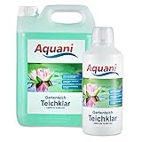 Aquani Teichklar 1000ml Algenmittel gegen grünes und trübes Wasser im Teich mit Schwebealgen Algen, auch ideal als Teichklärer Algenentferner im Koi und Schw