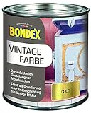 Bondex Vintage Farbe Gold 0,375 L für 5 m² | Kreative Innengestaltung | Vintage-Effekt | Pflegt und schützt | Seidenmatt | Möbelfarbe | Dekofarb