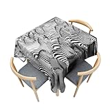 Odot Tischdecke Quadratisch Wasserdicht Polyester, Pflegeleicht Fleckschutz Abwaschbar 3D-Zebra-Tierdruck Rechteckig Tischdecke für Home Küche Couchtisch Dekoration (140x180cm,112)