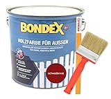 Bondex Holzfarbe für Aussen 7,5L inkl. Flächenstreicher und Rührstab (schwedenrot)