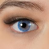 Kontaktlinsen farbig blau mit Stärke | Stark deckend | Natürlich | 2 Stück weiche Jahreslinsen + Behälter, Pinzette, Einsetzhilfe von Charmiga | Aruba Blue -4.00 Diop
