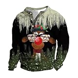 TIMELYE Weihnachtspullover Herren Flauschige Ugly Christmas Sweater Hässlicher Weihnachtspulli Herren Kuschelig Ugly Christmas Sweater Hässlich Weihnachtspulli(Grün,XXL)