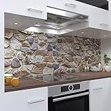 OneWheel, Küchenrückwand selbstklebend, Naturstein 2, Stein, 400 x 80cm harte PVC Folie, Spritzschutz für Fliesenspieg