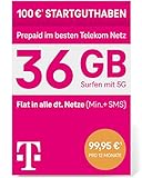 Telekom MagentaMobil Prepaid 5G Jahrestarif SIM-Karte I 48GB Datenvolumen (4GB/Monat) I Flat (Min, SMS) in alle dt. Netze I EU-Roaming I Surfen mit LTE Max/5G & Hotspot F