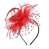 Sibba Damen Fascinator Hut Blume, Mesh Federn Stirnband Tea Party Clip Kopfbedeckung Haarschmuck für Party Kirche Hochzeit für Frauen Mädchen R