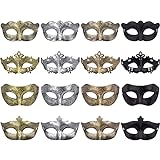 FEQO 16 Stück Venezianische Maskerade Maske Damen Herren Vintage Antike Masken Augenmaske Retro Maskerade Masken für Karnevals Halloween Party