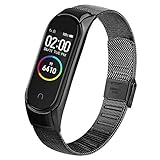 AK Armband Kompatibel mit Xiaomi Mi Band 4 Armband/Xiaomi Mi Band 3 Armband, Verstellbare Edelstahl Metall Ersatzarmband für Xiaomi Mi Band 3/Mi Band 4 (Schwarz)