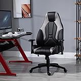Bürostühle Vinsetto Bürostuhl, drehbarer Racer-Stuhl, höhenverstellbar und Armlehne, PU, Weiß