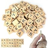 Nutabevr 130 Stücke A bis Z Holz Buchstaben,Holz Alphabet Fliesen Buchstaben Spiel, Puzzle Holz Buchstaben Handwerk mit Zahlenwerten,Buchstaben Holz zum Spielen,für DIY,Kindererziehung,Kinderspielzeug