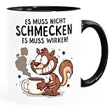 MoonWorks® Kaffee-Tasse mit Spruch Kaffee Eichhörnchen Kaffeeliebhaber Bürotasse lustige Kaffeebecher weiß-innen-schw