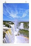 Eau Zone Home Bild - Landschaft Natur – Iguazu Wasserfälle mit Regenbogen Brasilien- Poster Fotodruck in höchster Q