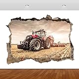 Wandtattoo Rissig DIY Fototapete Traktor Kids Nature Farm Red Lounge 3D-Wandbild Wandaufkleber Poster Aufkleber P41 50x70CM