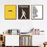 VVSUN Queen Band Freddie Mercury Leinwand Kunstdrucke Hip Hop Musik Poster Bohemian Rhapsody Gemälde Wandbilder Wohnzimmer Dekor, 40x50cmx3Pcs (kein Rahmen)
