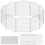 PEILU 10 Stück Teichzaun Metall Steckzaun Komplettset mit 12 Befestigungs Stäben Oberbogen Garten Gitterzaun Dekorative Begrenzungszaun Outdoor Hundezaun für Teich Gemüsegärten, G