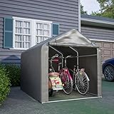 Thananddo Fahrradgarage 157x218x166cm, Gartenschuppen Geräteschuppen Lagerzelt Carport Gerätezelt, Dunkelg