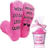 RSVOM Kuschelsocken, Lustige Damen Socken Geschenke für Frauen Weinliebhaber, Wenn du das lesen Kannst Bring mir Wein Antirutsch Socken Witzige Geburtstagsgeschenk für Freundin Valentinstag