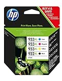 HP Original Tinte Nr. 932XL Black und Nr. 933XL Color Pack 4 Stück für HP Officejet 6100/6600/ 6700