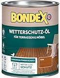 Bondex Wetterschutz Öl Teak 0,75 L für 8 m² | Langanhaltender Schutz | Wetter & UV-Schutz | Biobasierte Technologie | Extrem Wasserabweisend | Wetterschutzöl | H