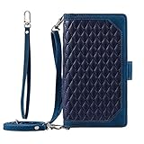 LIFEKA Lange Lanyard Flip Leder Brieftasche Reißverschluss Handyhülle für iPhone 15 14 11 13 Pro Max 12 X XS XR 8 7 Plus SE 2022 Kartenhalter-Abdeckung, blau, für iPhone SE2022