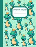 Composition Notebook: For Preschoolers, Story Paper Journal with Picture Space, Draw and Write, Grades K-2, Dotted Midline with Outer Cute Green Dinosaur, Workbooks for Toddlers, Boys & G