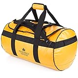 The Friendly Swede Wasserfeste Reisetasche Duffle Bag Rucksack - 30L / 60L / 90L - Seesack, Sporttasche Duffel Dry Bag mit Rucksackfunktion - SANDHAMN (Gelb, 60L)