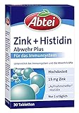 Abtei Zink + Histidin Abwehr Plus - hochdosiert - Nahrungsergänzung für das Immunsystem - mit Histidin - 1 x 30 Tab