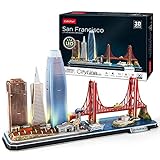 CubicFun 3D Puzzle San Francisco LED CityLine - Golden Gate Bridge, 555 California Street und andere SF Sehenswürdigkeiten Kits und Souvenirgeschenk 90 Stück