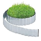 Relaxdays Rasenkante 15m, Beetbegrenzung aus Metall, verzinkt, flexibel, Umrandung f. Beet oder Rasen, 16cm hoch, Silb