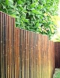 DE-COmmerce Robuster Bambus Holz Sicht Schutz Zaun ATY NIGRA hochwertiger Windschutz Terrasse, Balkon, Garten Bambusrohr Zaun mit geschlossenen Rohren (HxB) 180 cm x 180