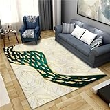 Kunsen Küchenteppiche Geometrische Fleckenbeständigkeit Teppich Schlafzimmer flauschig grün kuche Schmutzabweisend160x230CM