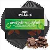 Hallingers Vollmilch Edel-Schokolade mit Macadamia-Nougat, handmade (900g) - 10x Neues Jahr - Neues Glück (Tafel-Karton) - zu Weihnachten, Glückwunsch, Danke - jetzt zu Weihnachten 2023 schenk