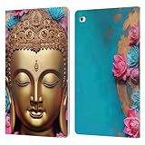 Head Case Designs Offizielle Mark Ashkenazi Goldenes Gesicht Buddha Leder Brieftaschen Handyhülle Hülle Huelle kompatibel mit Apple iPad Mini 4