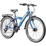 ZÜNDAPP M724 24 Zoll Fahrrad 130-145 cm Hardtail MTB Jugendrad Kinderfahrrad 21 Gang Mountainbike (blau, 35 cm)