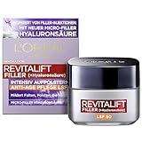 L'Oréal Paris Hyaluron Tagescreme mit LSF 50, Anti-Aging Gesichtspflege mit Micro-Filler Hyaluronsäure für Feuchtigkeit und Anti Falten Effekt, Revitalift Filler, 1 x 50
