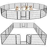 Yaheetech 16 eckig Welpenauslauf Hundelaufstall Zaun Gitter Welpen Hasen Kaninchen Freigehege mit 2 Tür 60 cm Hoch für draußen und I