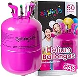 Helium Ballongas für 20/30/50 Ballons | Heliumflasche Set mit Knickventil für Luftballons + Folienballons | Geburtstag Party Hochzeit Flasche, Größe: Ballongas für 50 B