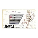 Tombow Manga Beginner Set | ABT PRO Alkoholmarker für ausdrucksstarke Mangas |Inklusive Schritt-für-Schritt Anleitung| 7-teilig [MANGA-SET-BEG]