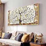 Xinmei Art Große Leinwand-Wandkunst, modernes Wohnzimmer, dekoratives Gemälde, abstrakter Glücksbaum, Leinwandgemälde, Poster, 75x150cm, mit goldenem R