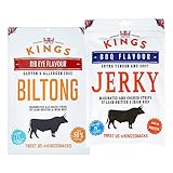 Kings Beef Jerky XXL BIG BAG Mix Pack Ribeye Biltong/BBQ Jerky, Trockenfleisch, High Protein, Glutenfrei (300g&350g) (Mix Pack)