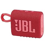 JBL GO 3 kleine Bluetooth Box in Rot – Wasserfester, tragbarer Lautsprecher für unterwegs – Bis zu 5h Wiedergabezeit mit nur einer Akkuladung