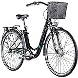 ZÜNDAPP E Damenrad 700c E-Bike Pedelec Z510 Citybike Elektrofahrrad 28' Fahrrad (schwarz/türkis, 48 cm)