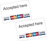 2 x akzeptiert hier PayPal Mastercard Maestro Visa Kartenleser zusätzliche Aufkleb