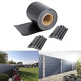 SWANEW PVC Sichtschutzfolie Sichtschutzstreifen 35m x 19cm, Blickdicht Sichtschutz für Doppelstabmatten Zaun, mit 30 Befestigungsclips, für Gartenzaun Balkon, Anthrazit 450g/m²