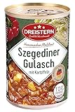 Szegediner Gulasch mit Kartoffeln I leckeres Fertiggericht mit Sauerkraut in der praktischen recycelbaren Konservendose I DREISTERN - Qualität die schmeck