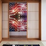 DMORJ Fireworks Verdunkelungsvorhänge mit amerikanischer Flagge: Set mit 2 Vorhangpaneelen/Raumverdunkelungsvorhänge für Schlafzimmer, 142 x 86