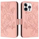 WOWUDI für Huawei P40 Pro Handyhülle,Brieftasche Tasche Hülle[Standfunktion] [Kartenfach] Eleganter Prägung Schutzhülle mit Rosenprägung Ledertasche - R